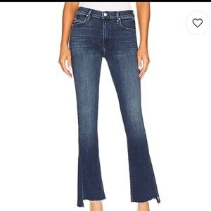 J.Crew Hipslung high low raw hem dark wash low rise jeans sz 28